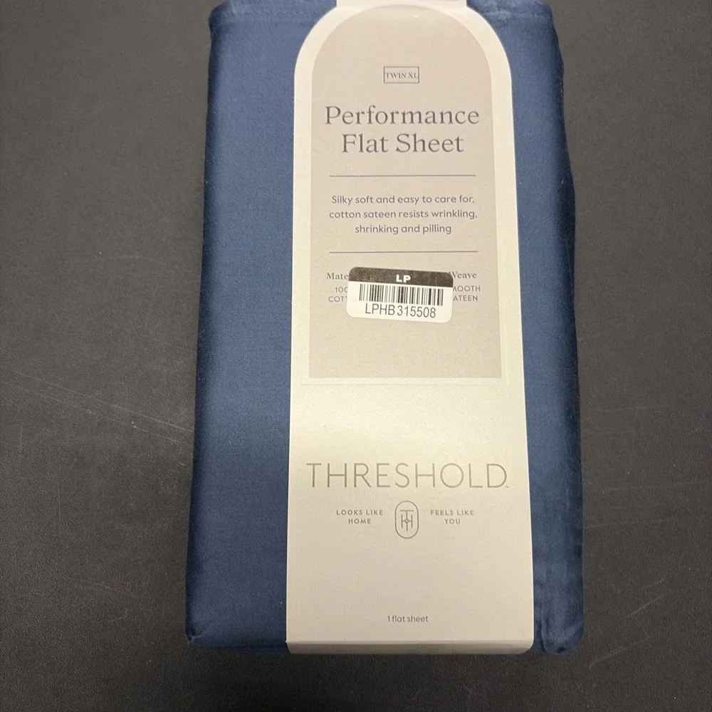Threshold Twin XL Size 400 Thread Count Performance Flat Sheet Blue 20630